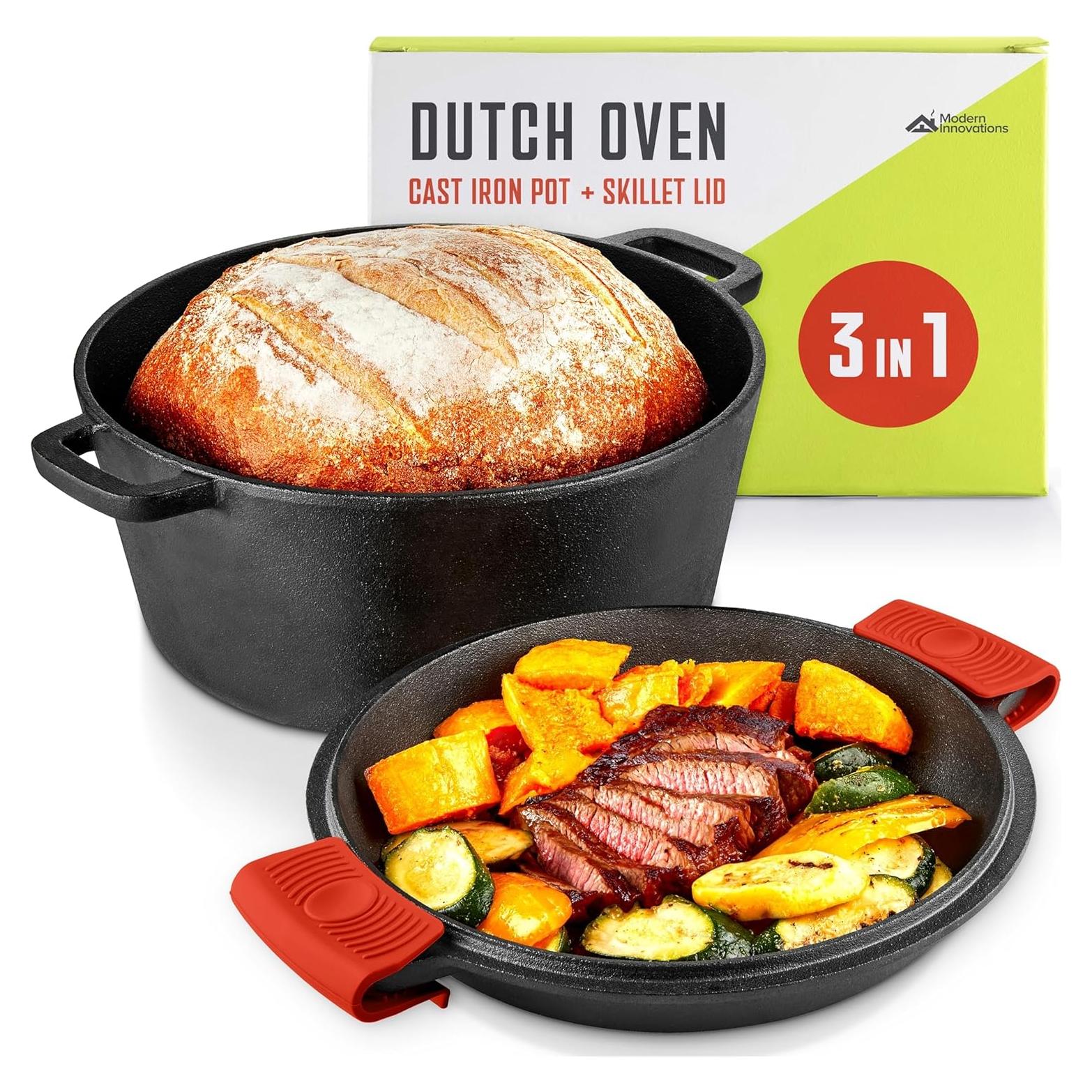 Conjunto Olla Holandesa y Sartén Hierro Fundido 5QT Innovaciones Modernas