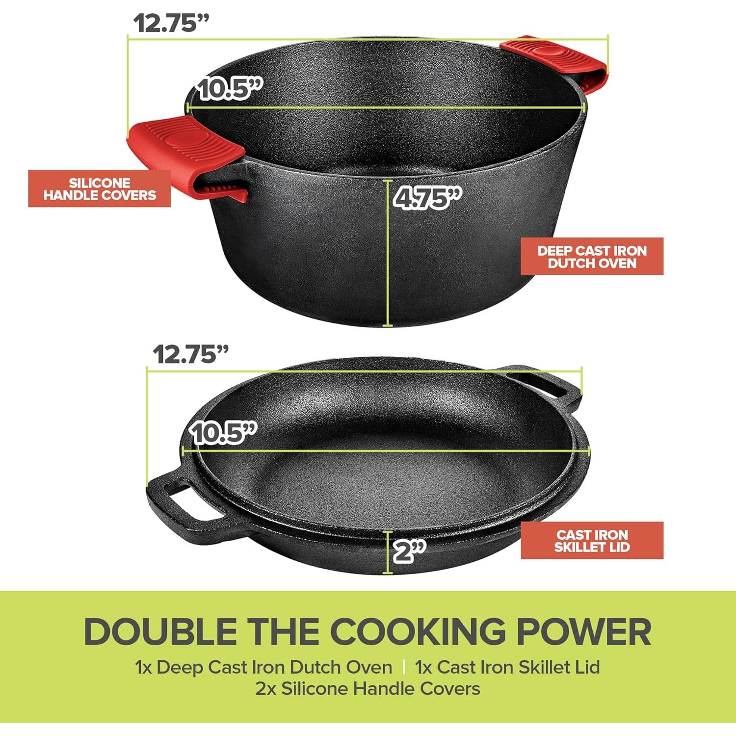 Conjunto Olla Holandesa y Sartén Hierro Fundido 5QT Innovaciones Modernas