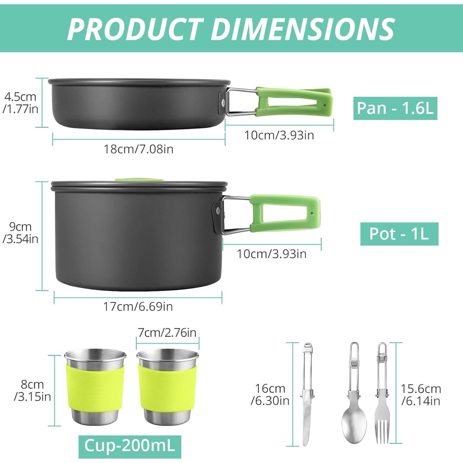 Juego de Utensilios de Cocina para Camping VINTEAM 830g 6 Piezas
