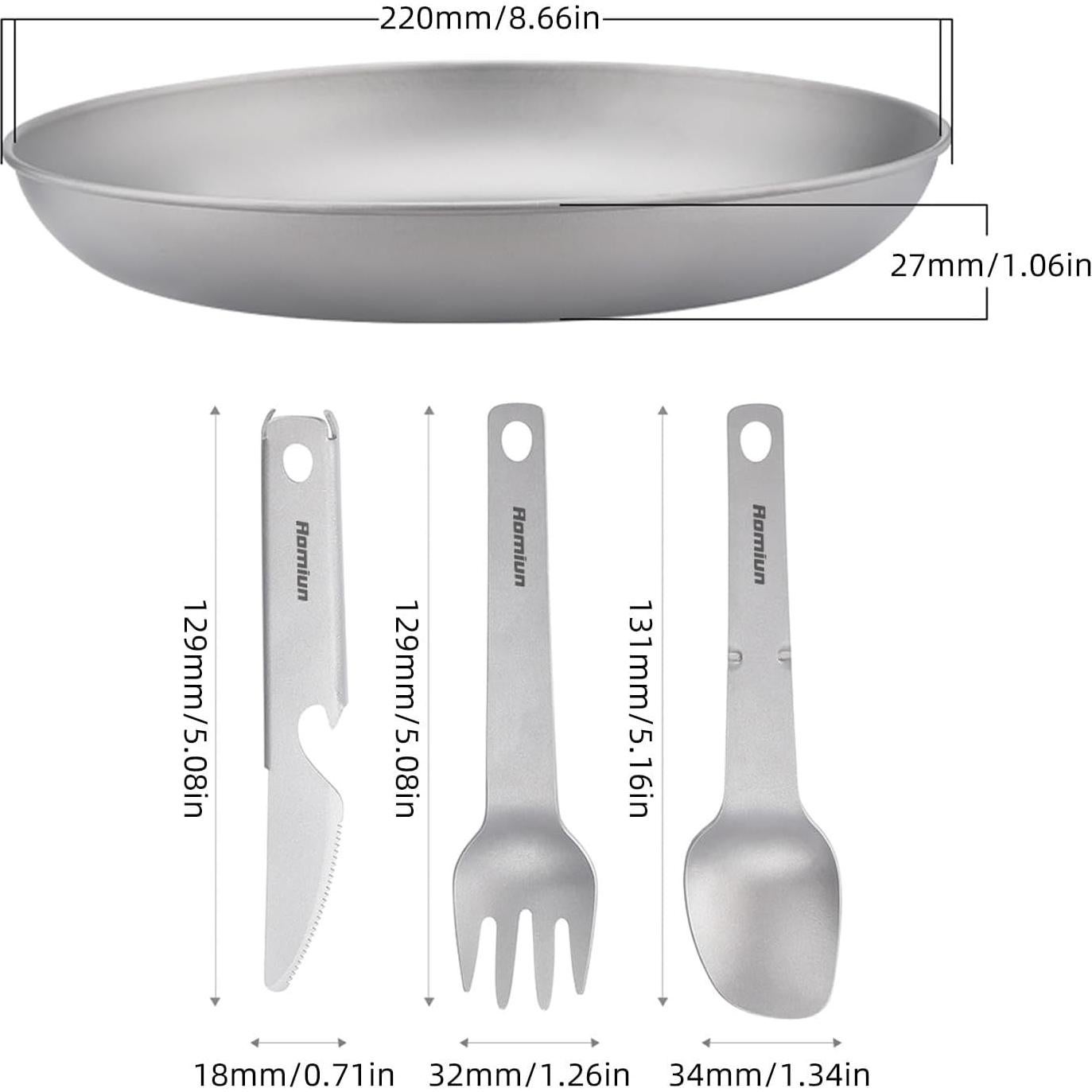Juego de Utensilios de Camping Titanio Aomiun 4 Piezas Portátil