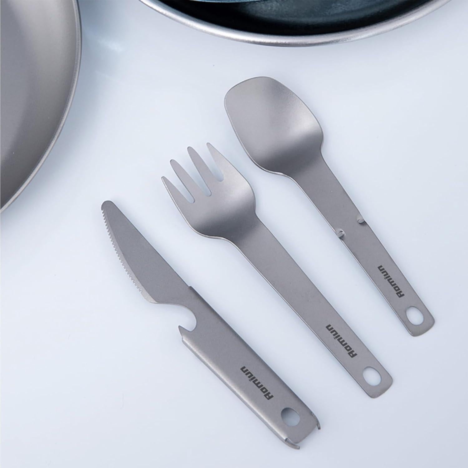 Juego de Utensilios de Camping Titanio Aomiun 4 Piezas Portátil