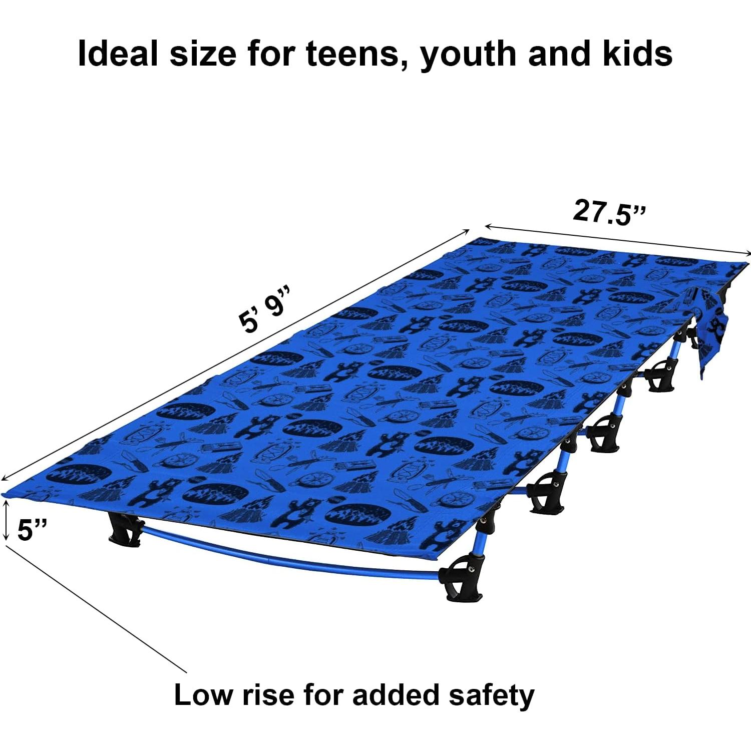 Cama de Camping Plegable KidzAdventure 1.75m Azul para Niños