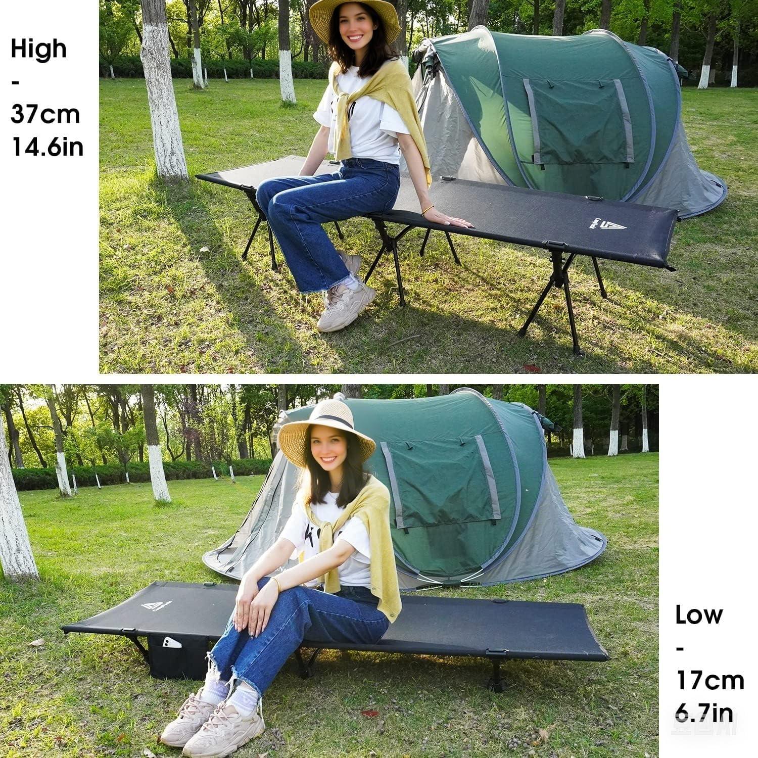 Cama de Camping Ultraligera YOUGYM Ajustable 190x66cm Negro