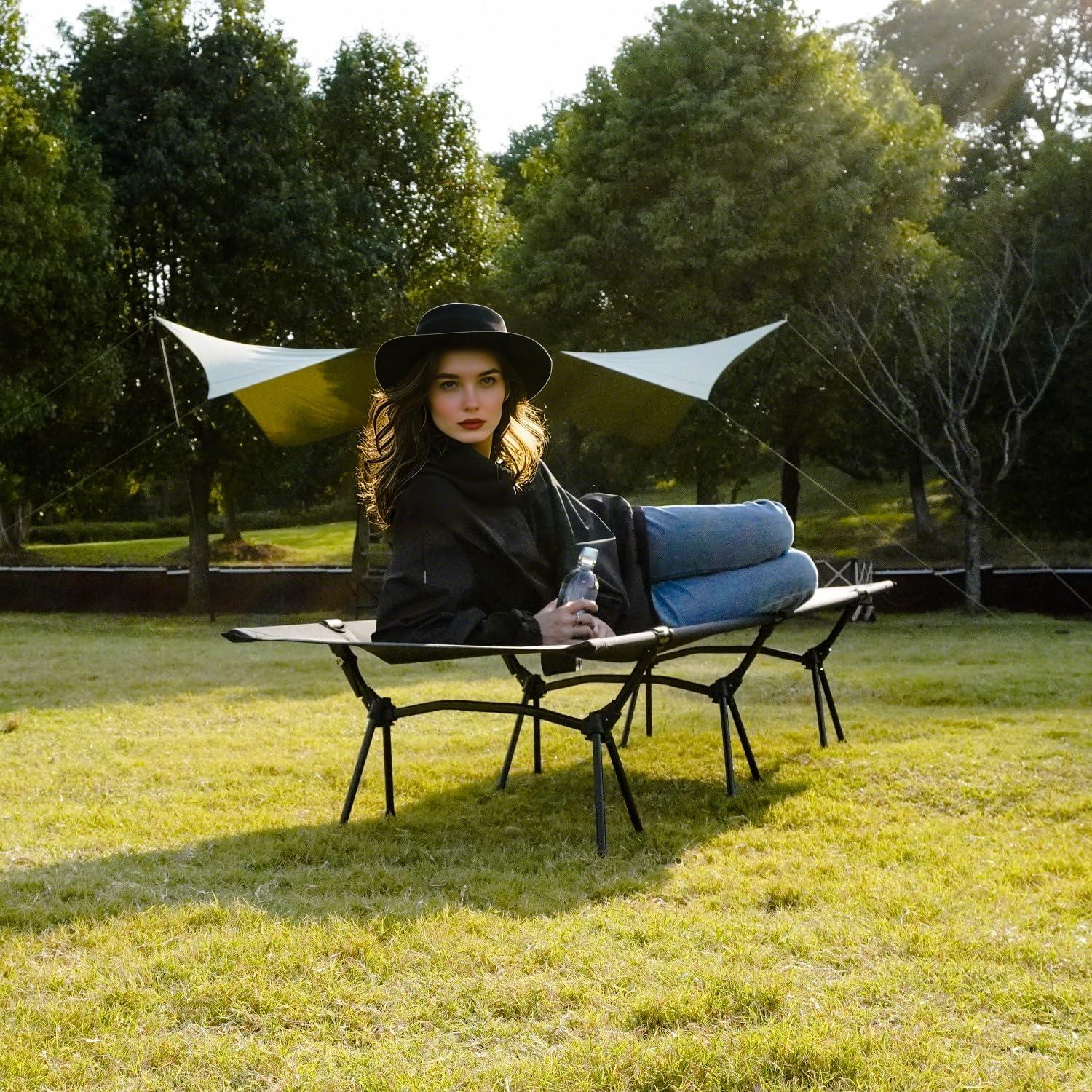 Cama de Camping Ultraligera YOUGYM Ajustable 190x66cm Negro