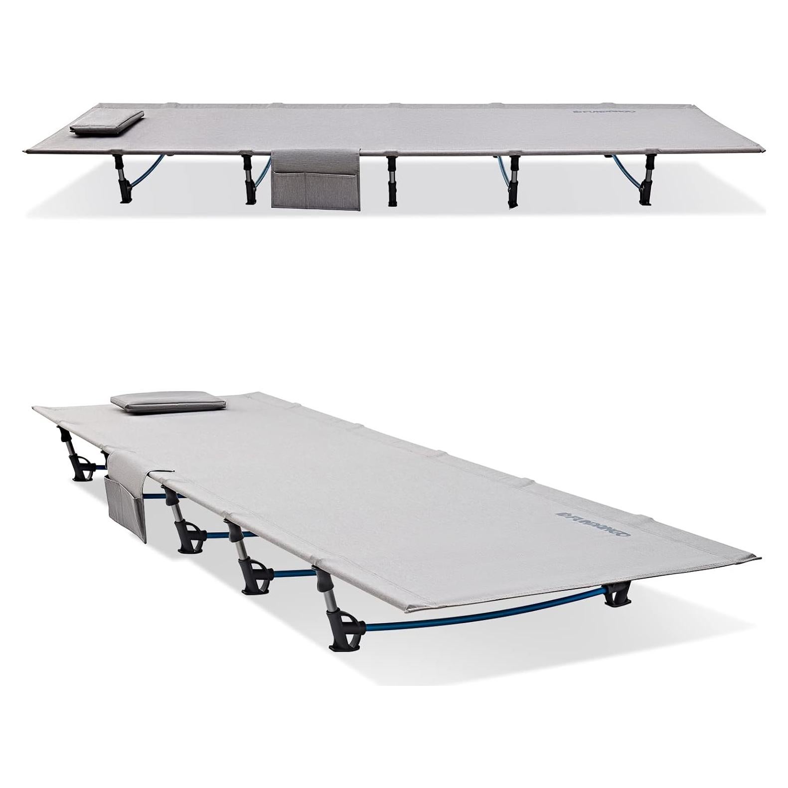 FUNDANGO Ultralight Folding Camping Cot, Extra Long Backpack Lightweight Camping Cots for Adults Portable Cot Bed for Hiking Travel Home Mountaineering, Grey