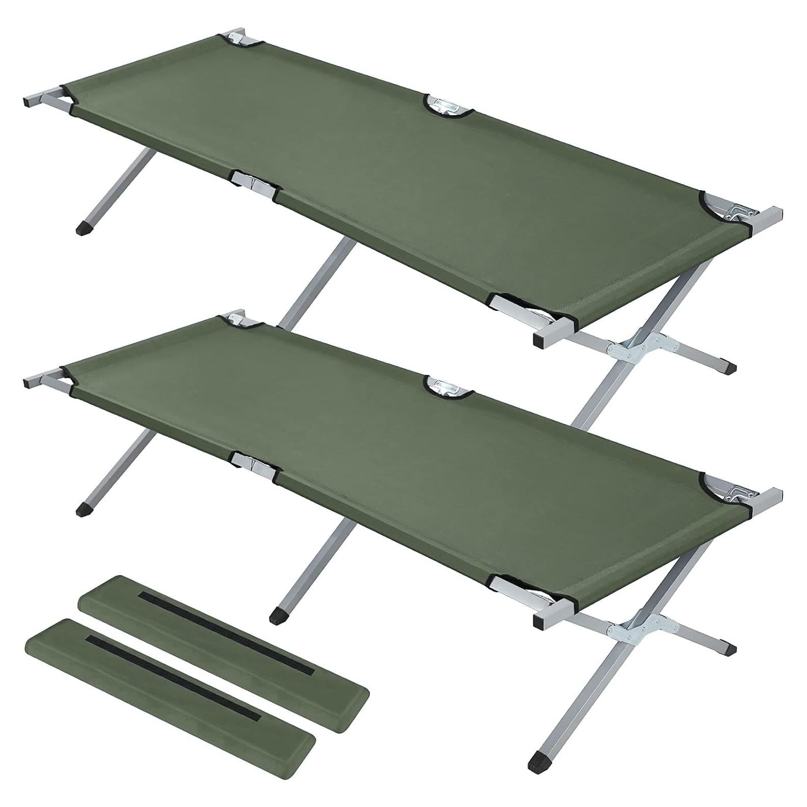 Cama Plegable para Camping Geetery 2 Pcs Verde Militar 240 kg