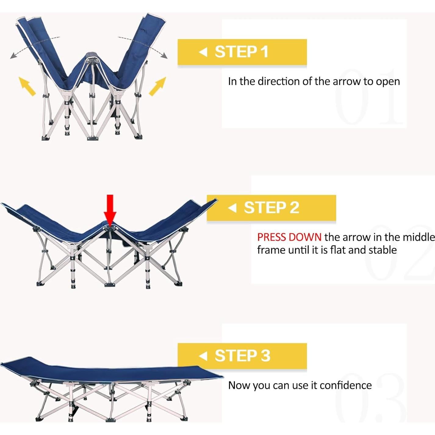 Cama de Camping Plegable GETOVIN para 2 Personas con Colchón