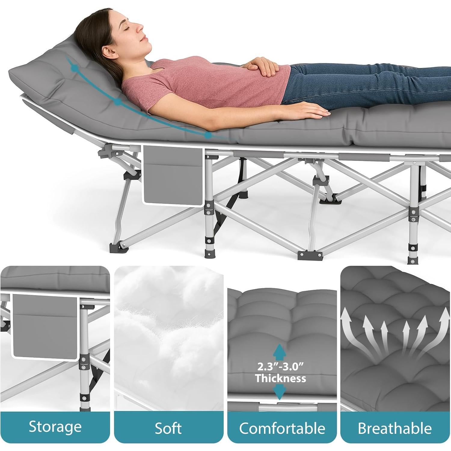 Cama Plegable Camping Fenbeli 185x71cm 272kg Resistente