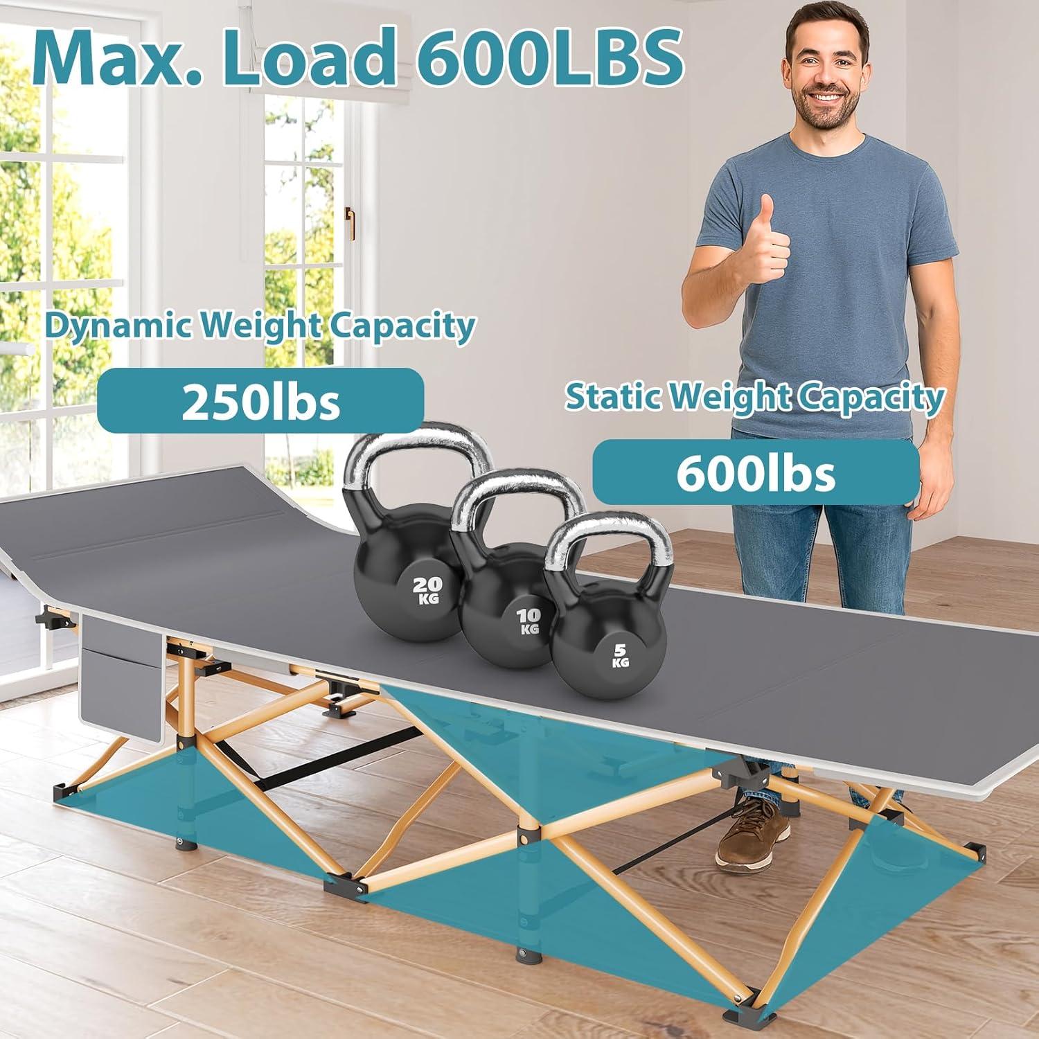 Cama Plegable Camping Fenbeli 185x71cm 272kg Resistente