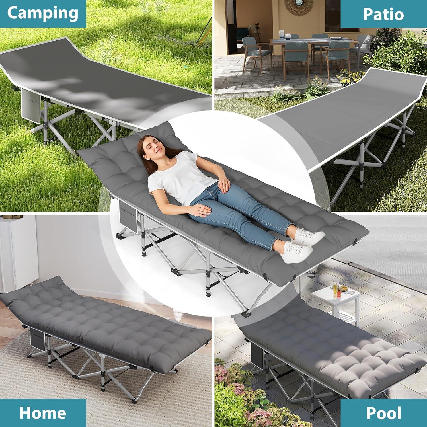 Cama Plegable Camping Fenbeli 185x71cm 272kg Resistente