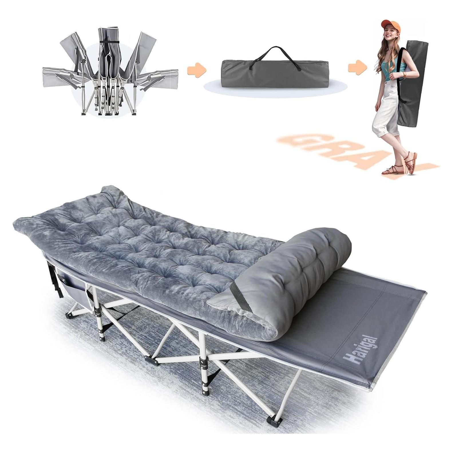Cama de Camping Plegable Harigal con Colchón 190.5x71.1cm