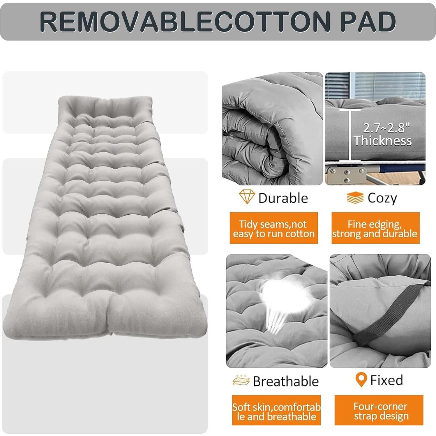 Cama de Camping Plegable Harigal con Colchón 190.5x71.1cm