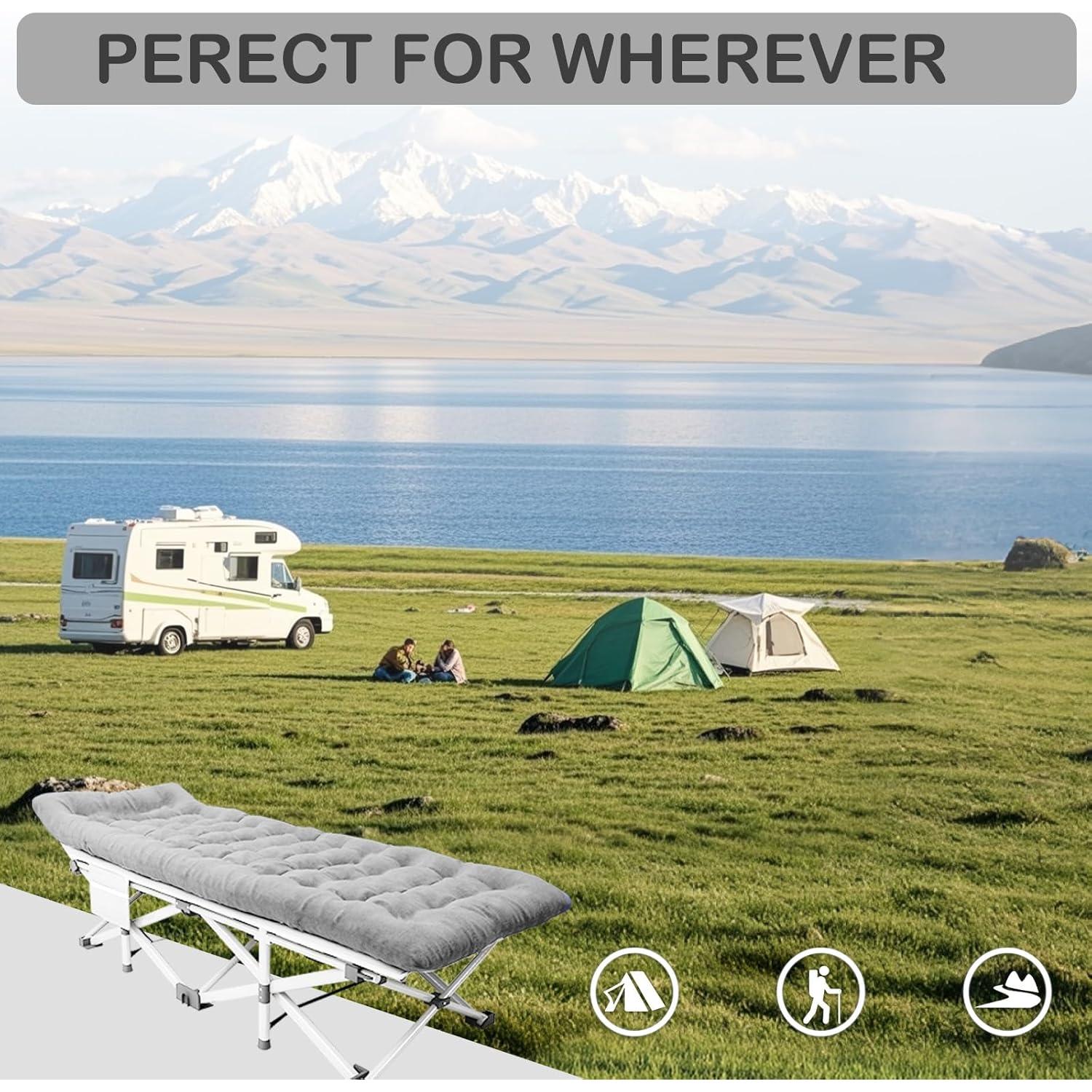 Cama de Camping Plegable Harigal con Colchón 190.5x71.1cm