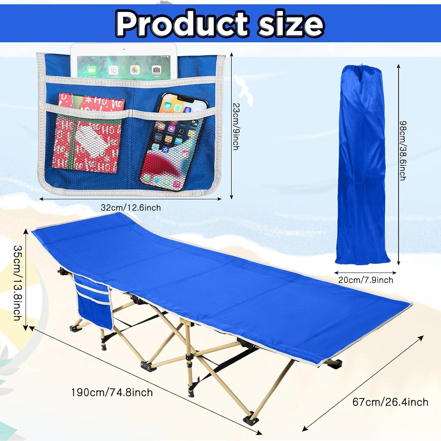 Cama de Camping Plegable Wenqik Azul Real 204 kg Carga Máxima