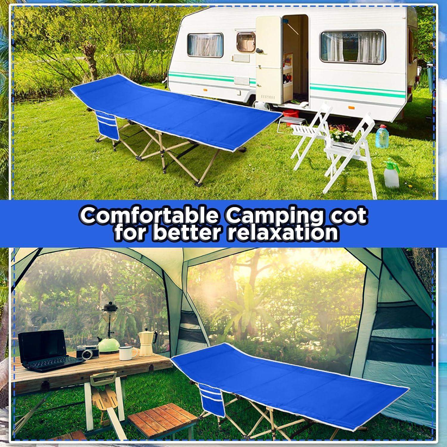 Cama de Camping Plegable Wenqik Azul Real 204 kg Carga Máxima