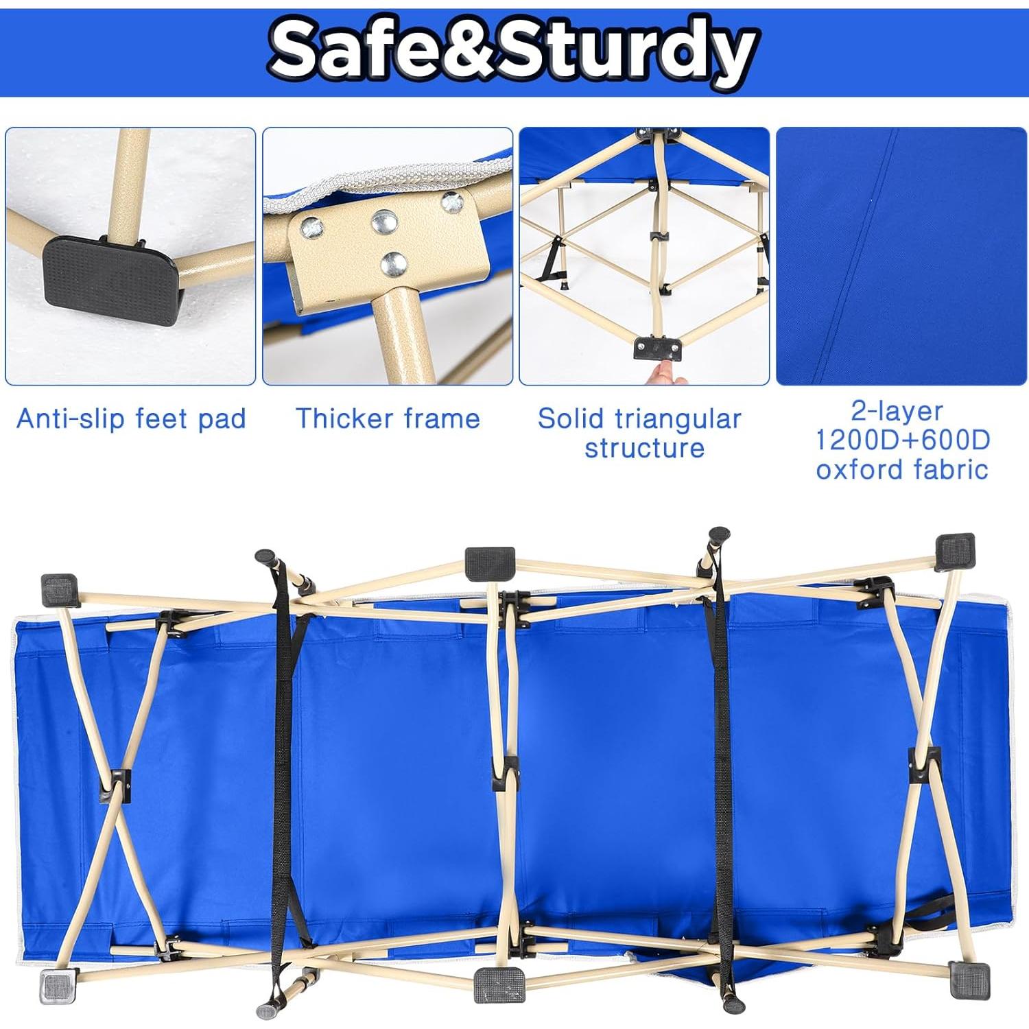 Cama de Camping Plegable Wenqik Azul Real 204 kg Carga Máxima