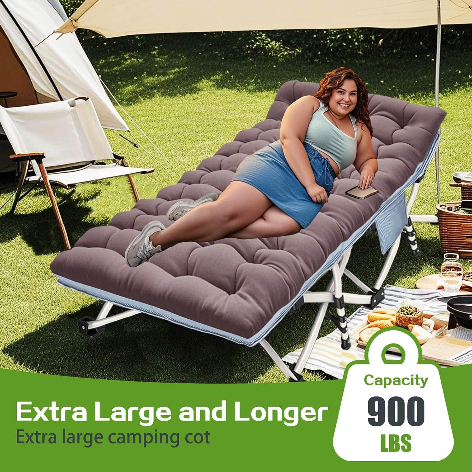 Cama de Camping XXL COLMERD con Colchón Plegable 200x46cm