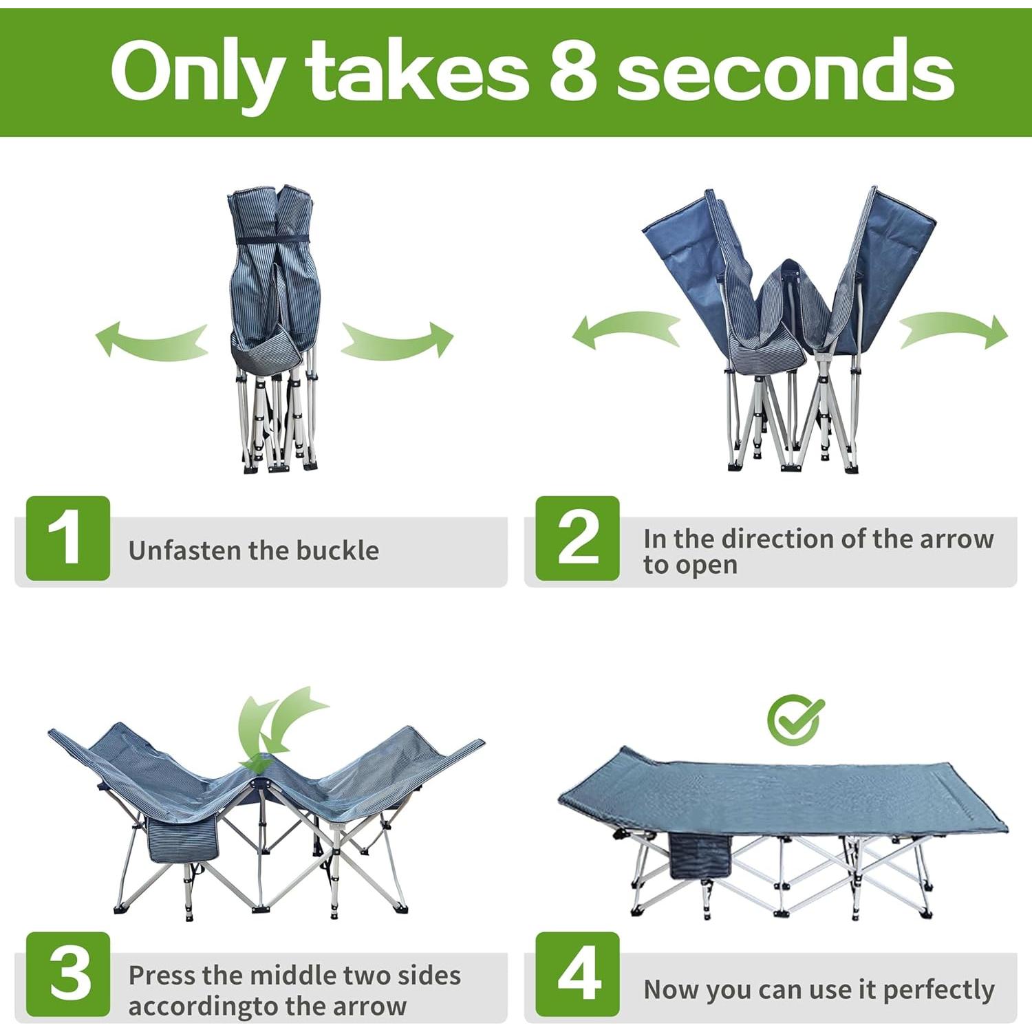 Cama de Camping XXL COLMERD con Colchón Plegable 200x46cm