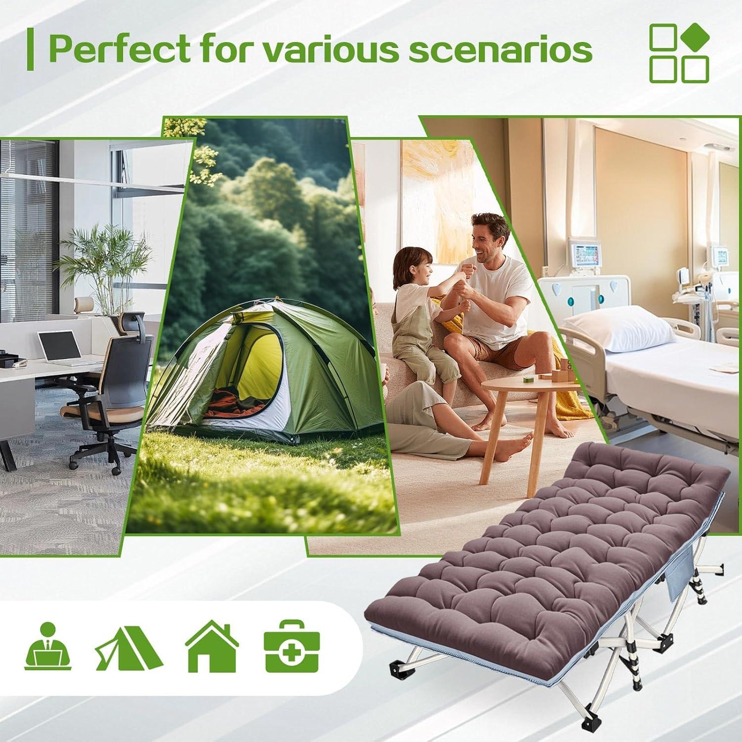 Cama de Camping XXL COLMERD con Colchón Plegable 200x46cm