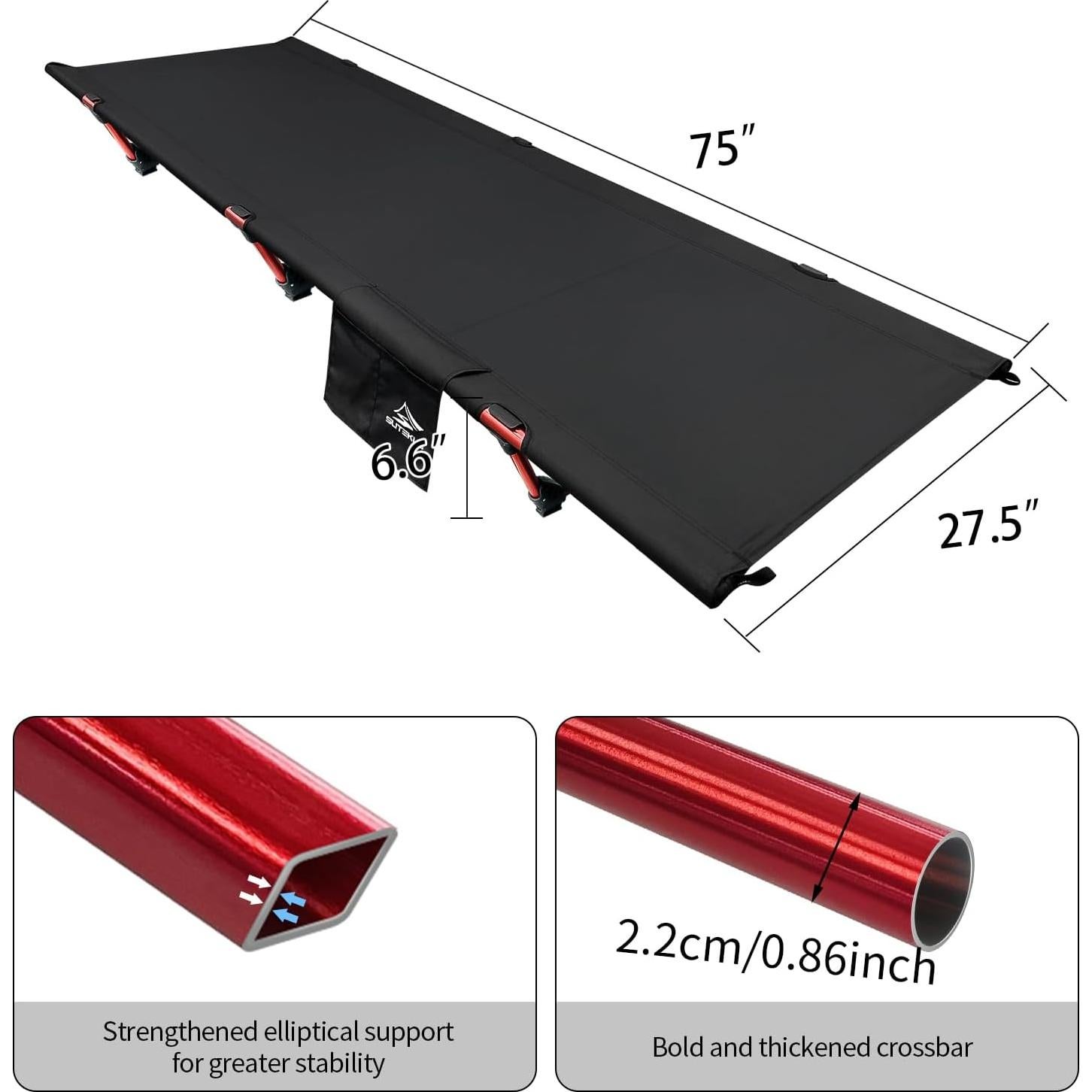 Cama de Camping Portátil Sutekus 190.5x69.85cm Ultraligera