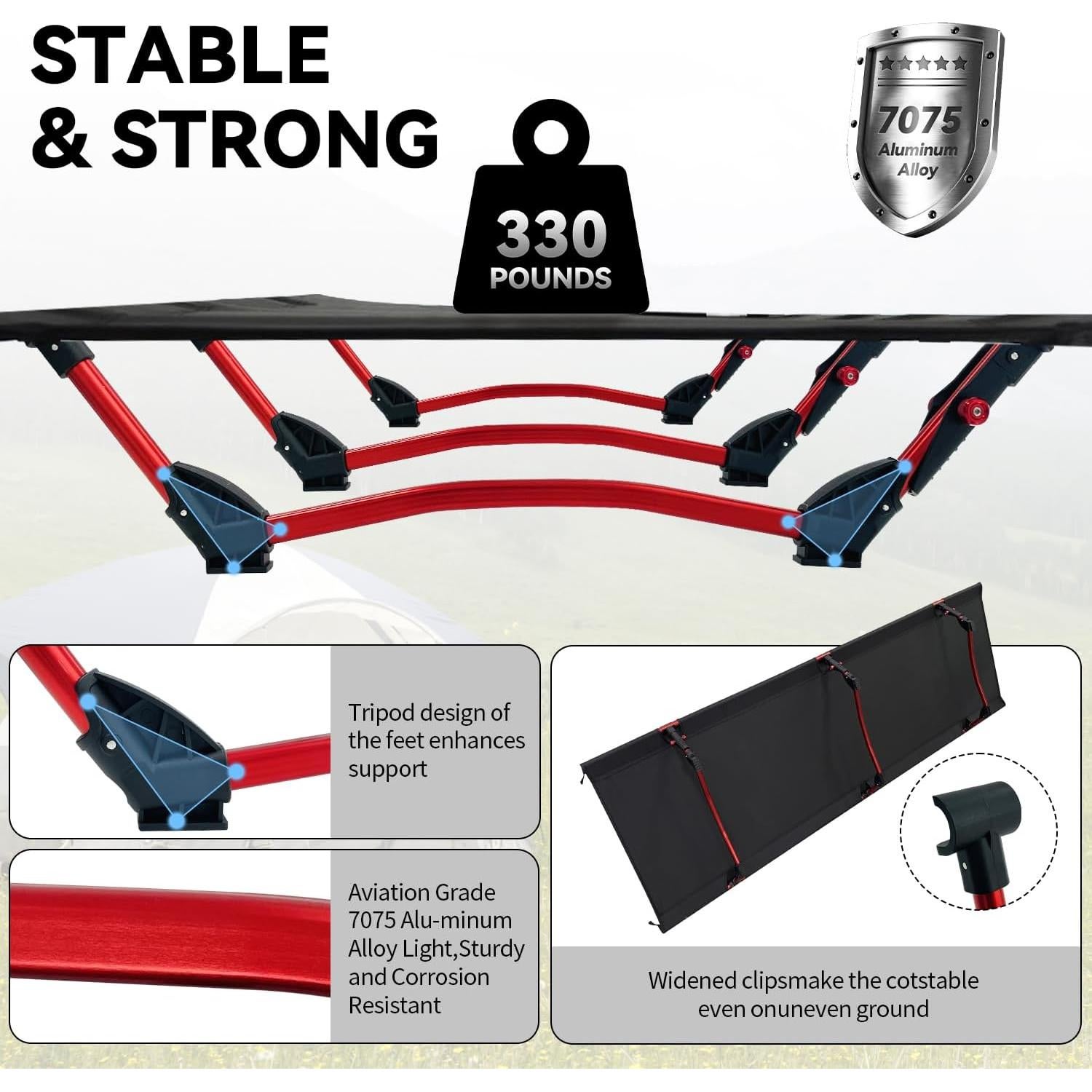 Cama de Camping Portátil Sutekus 190.5x69.85cm Ultraligera