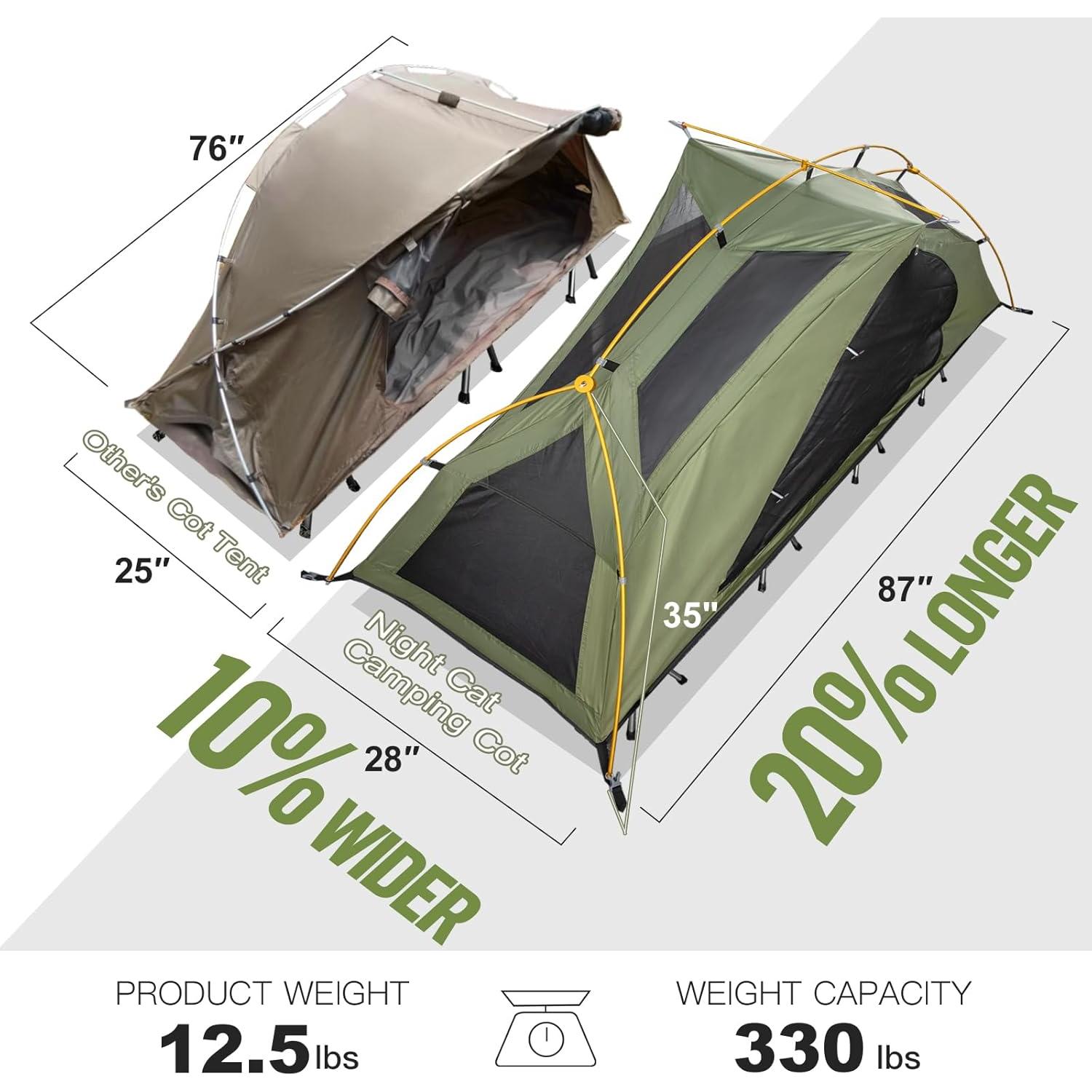 Tienda Cama Camping Elevada Buythem 1 Persona Verde 241x140cm