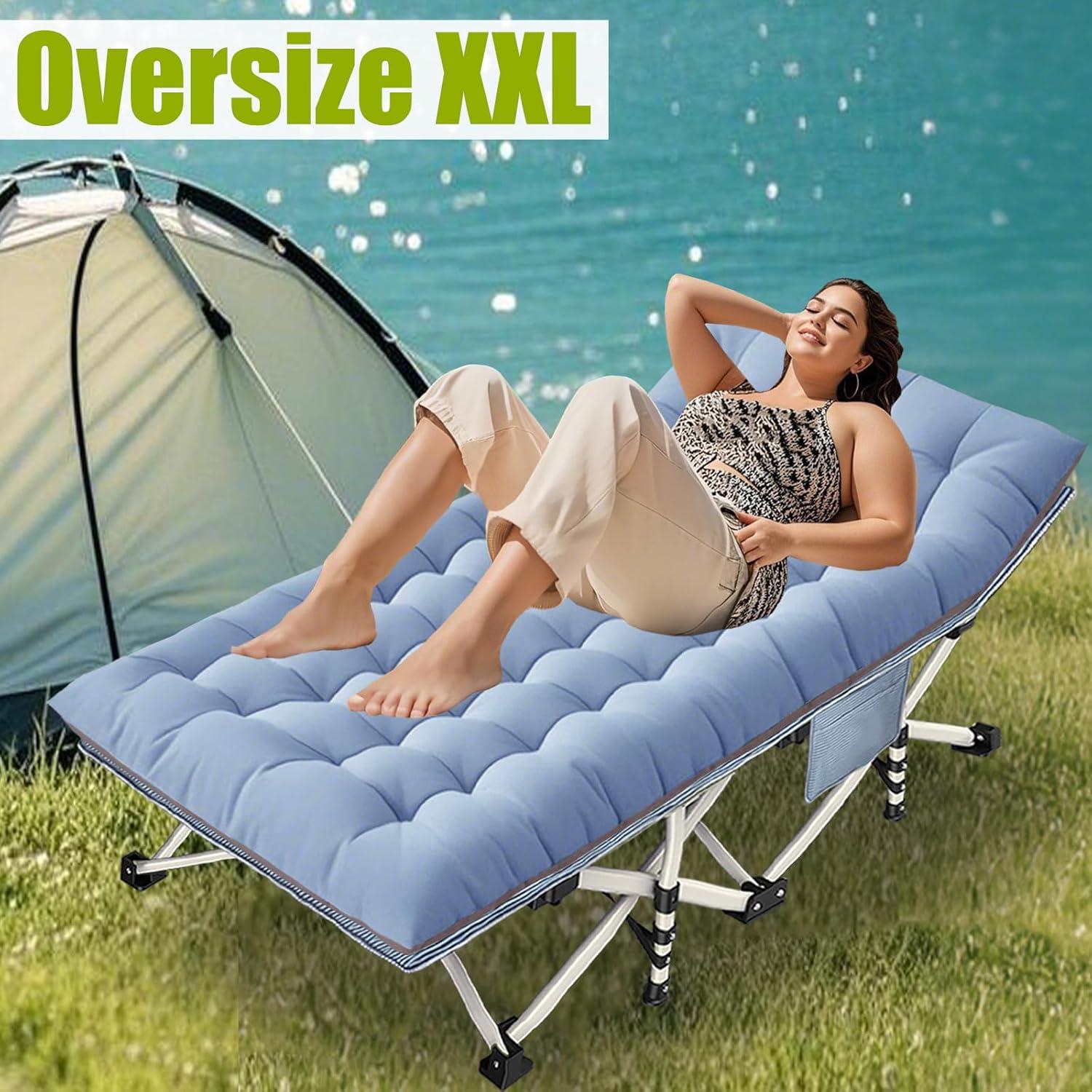 Cama de Camping Plegable Faysore XXL con Colchón 200x81cm