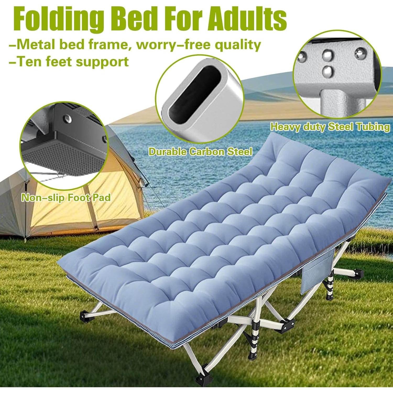 Cama de Camping Plegable Faysore XXL con Colchón 200x81cm