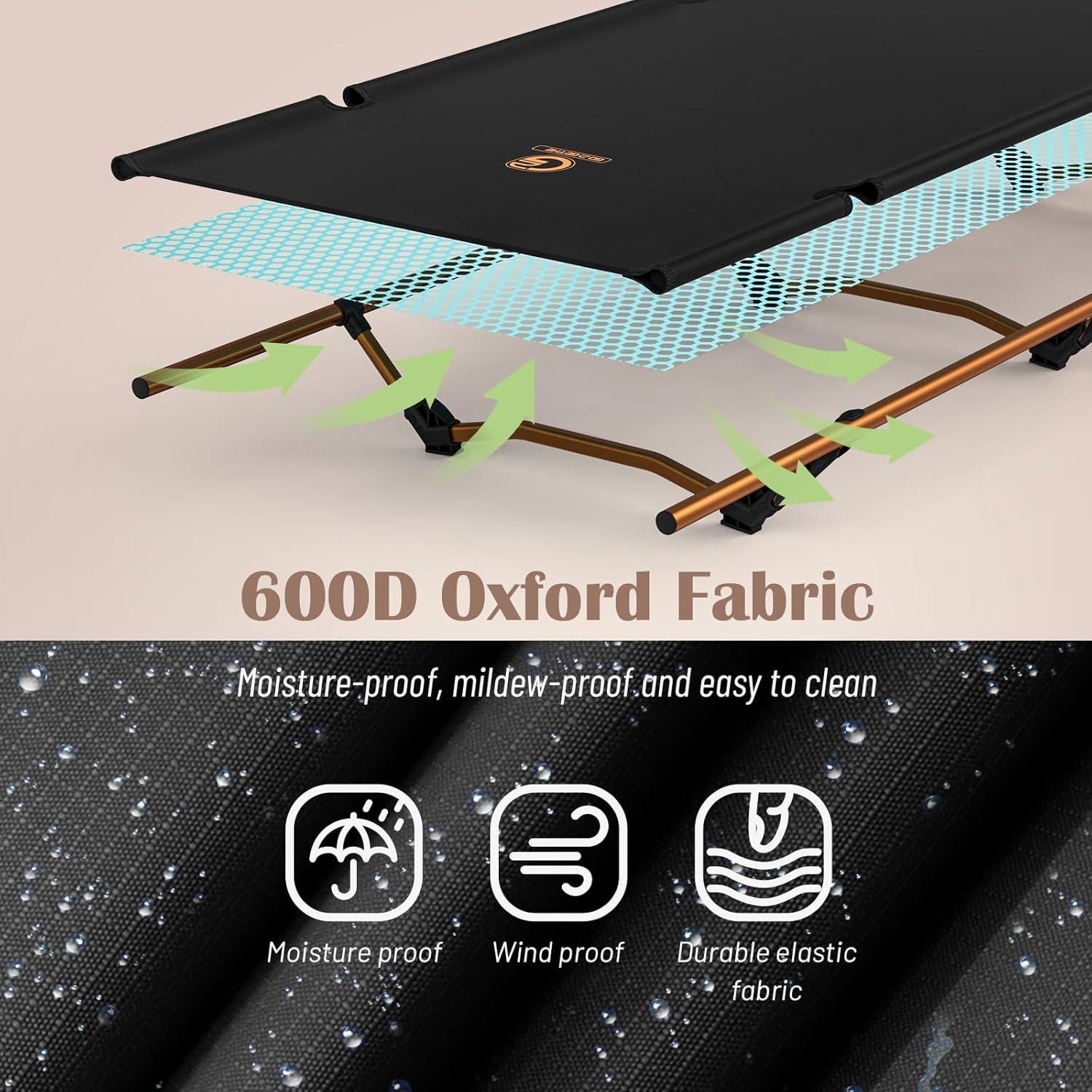 Cama de Camping Plegable G2 Ultraligera 120KG Negra