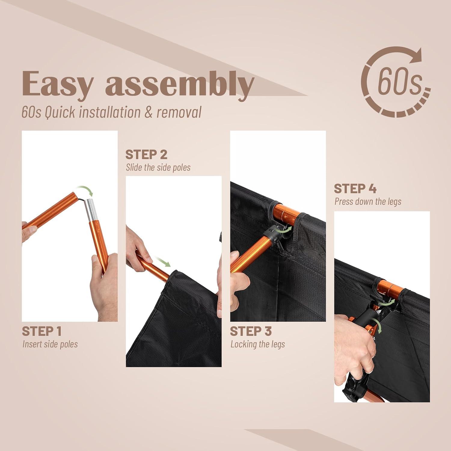 Cama de Camping Plegable G2 Ultraligera 120KG Negra