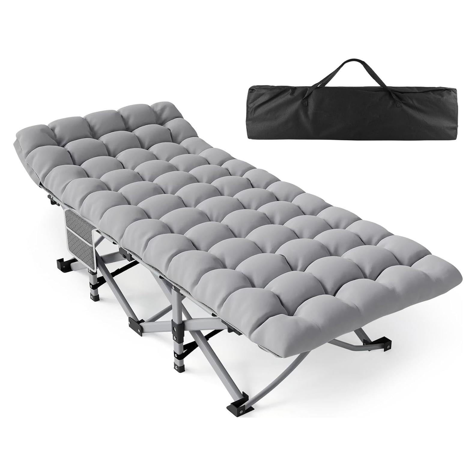 Slendor Folding Camping Cot for Adults with Mattress,Max Load 800lbs Cots for Sleeping Camp Cots for Adults Kids Teenage Portable Travel Camp Cot Bed Mattress for Home Office Beach Garden Tent