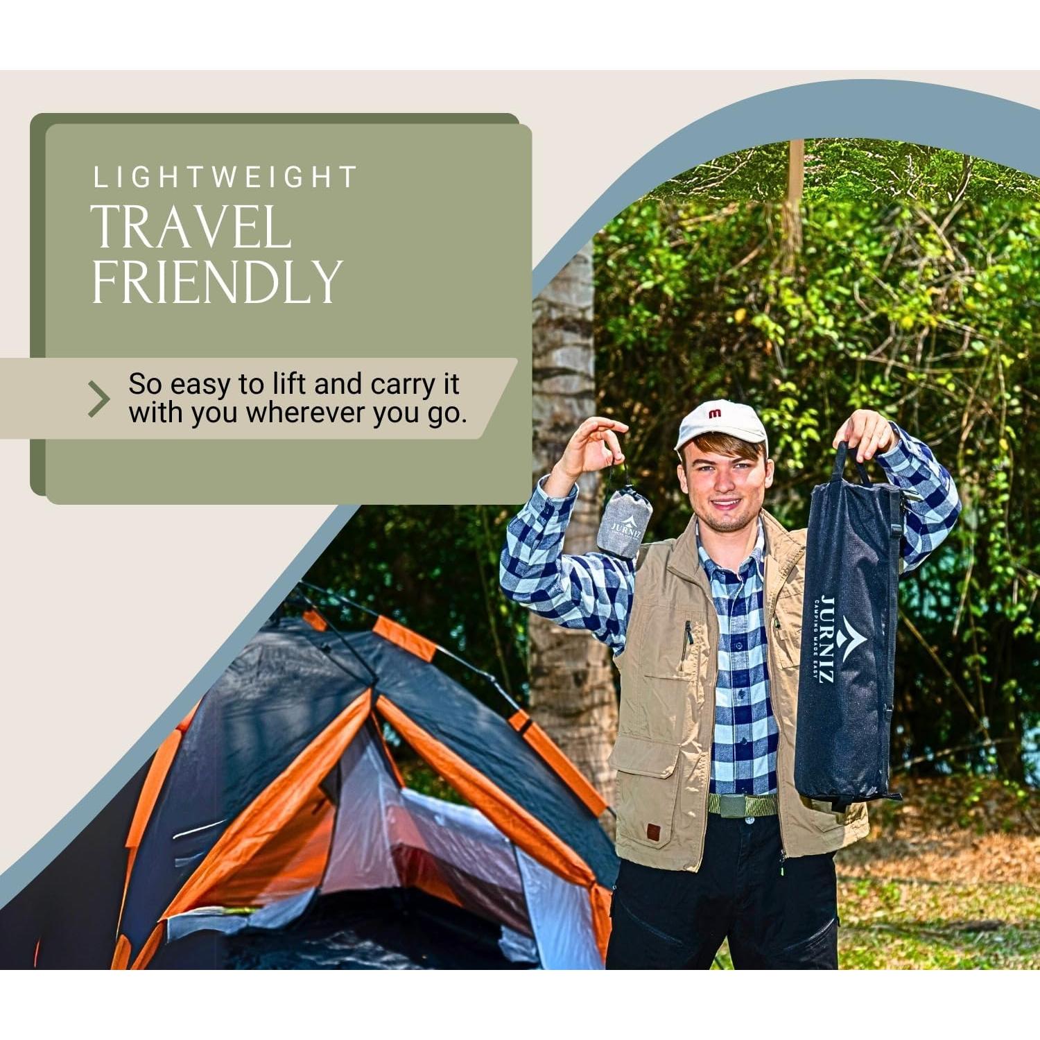 Cama de Camping Ultraligera JURNIZ 2.2kg Soporta 150kg Negra