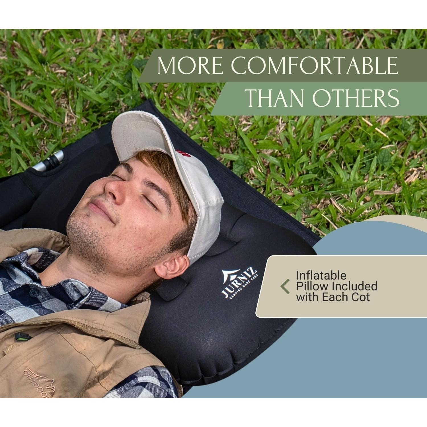 Cama de Camping Ultraligera JURNIZ 2.2kg Soporta 150kg Negra