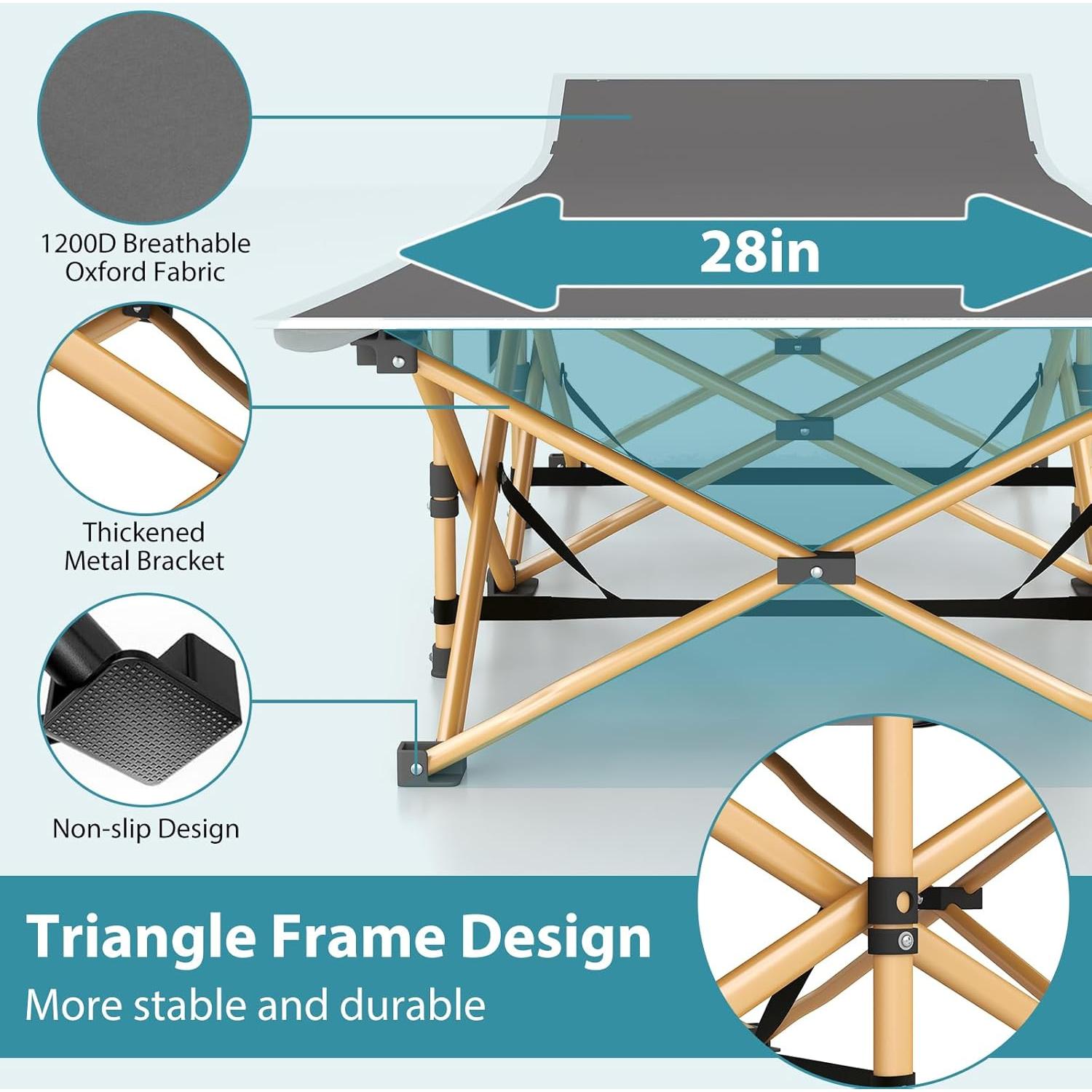 Cama Plegable para Camping Fujampe con Colchón 1200D 7.71kg