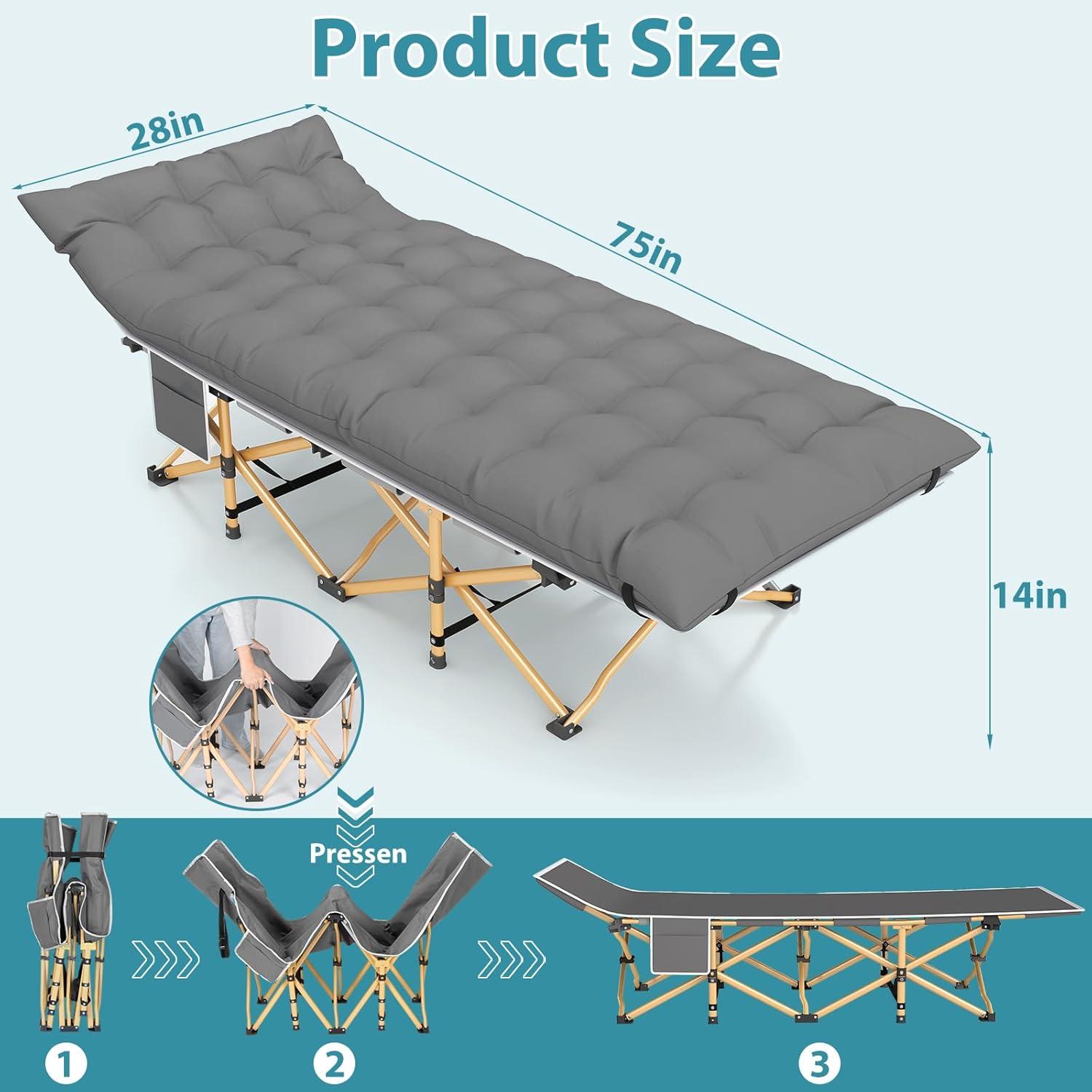 Cama Plegable para Camping Fujampe con Colchón 1200D 7.71kg