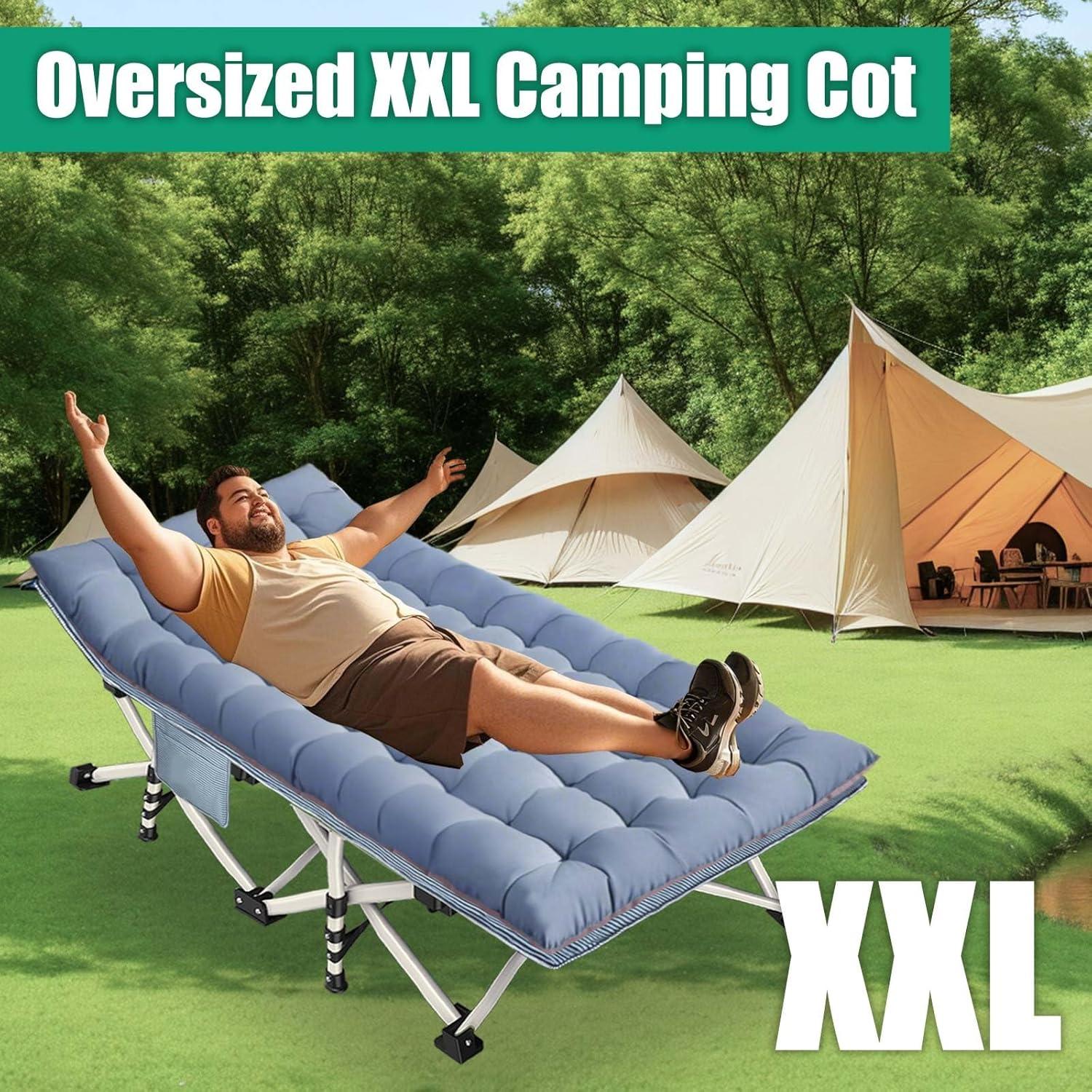 Cama de Camping Plegable GETOVIN XXL con Colchón Desmontable 200x81 cm