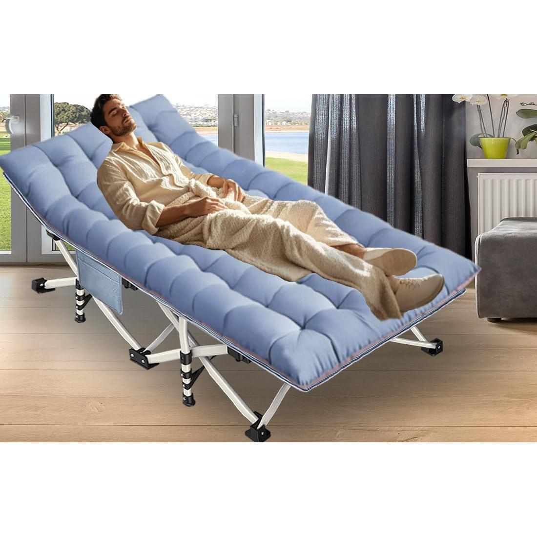 Cama de Camping Plegable GETOVIN XXL con Colchón Desmontable 200x81 cm