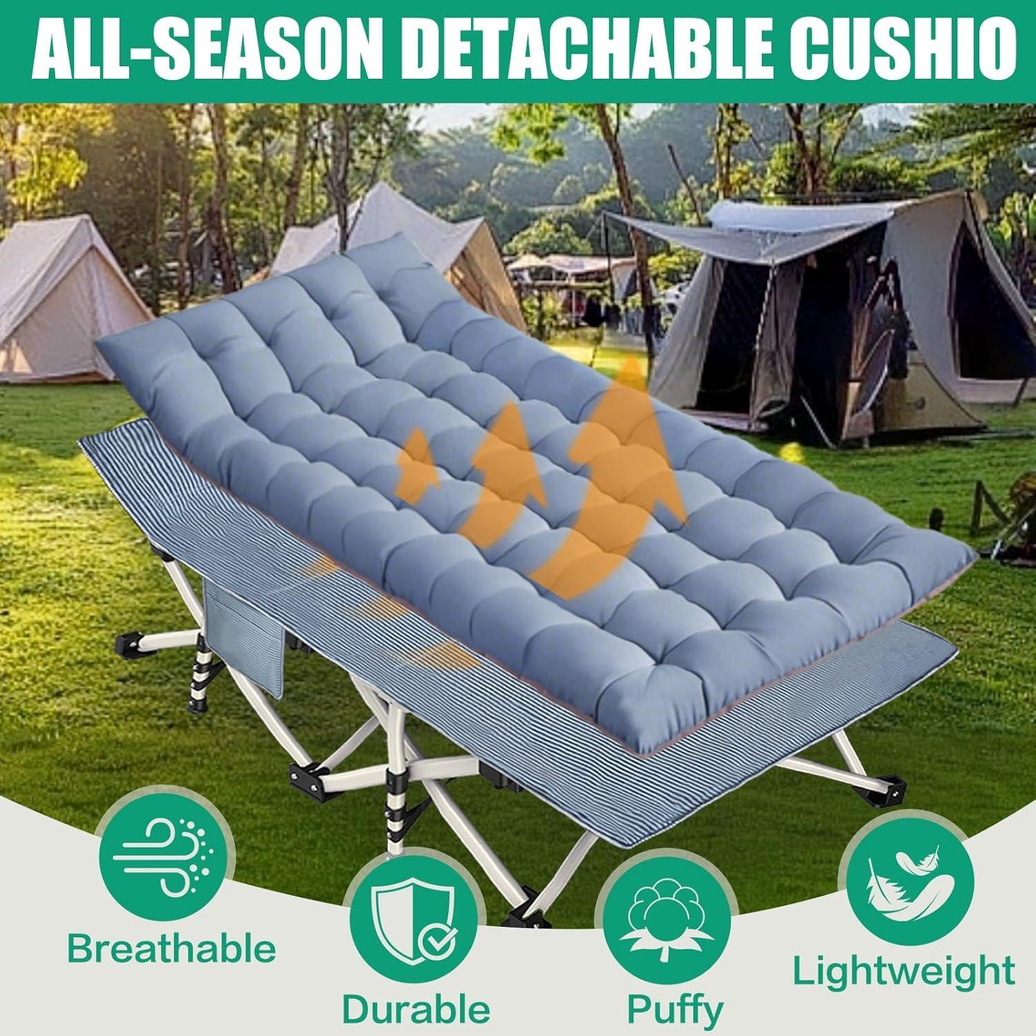 Cama de Camping Plegable GETOVIN XXL con Colchón Desmontable 200x81 cm