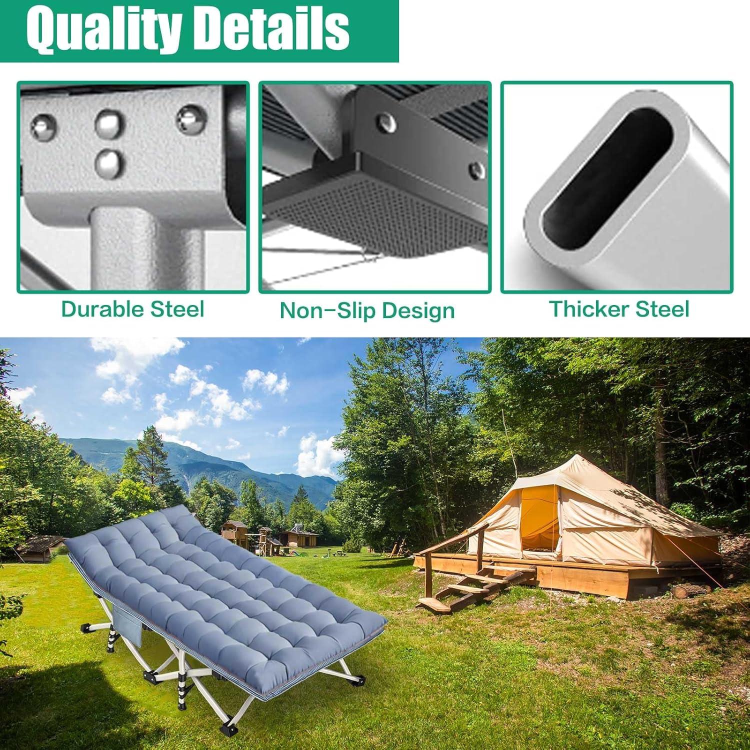 Cama de Camping Plegable GETOVIN XXL con Colchón Desmontable 200x81 cm