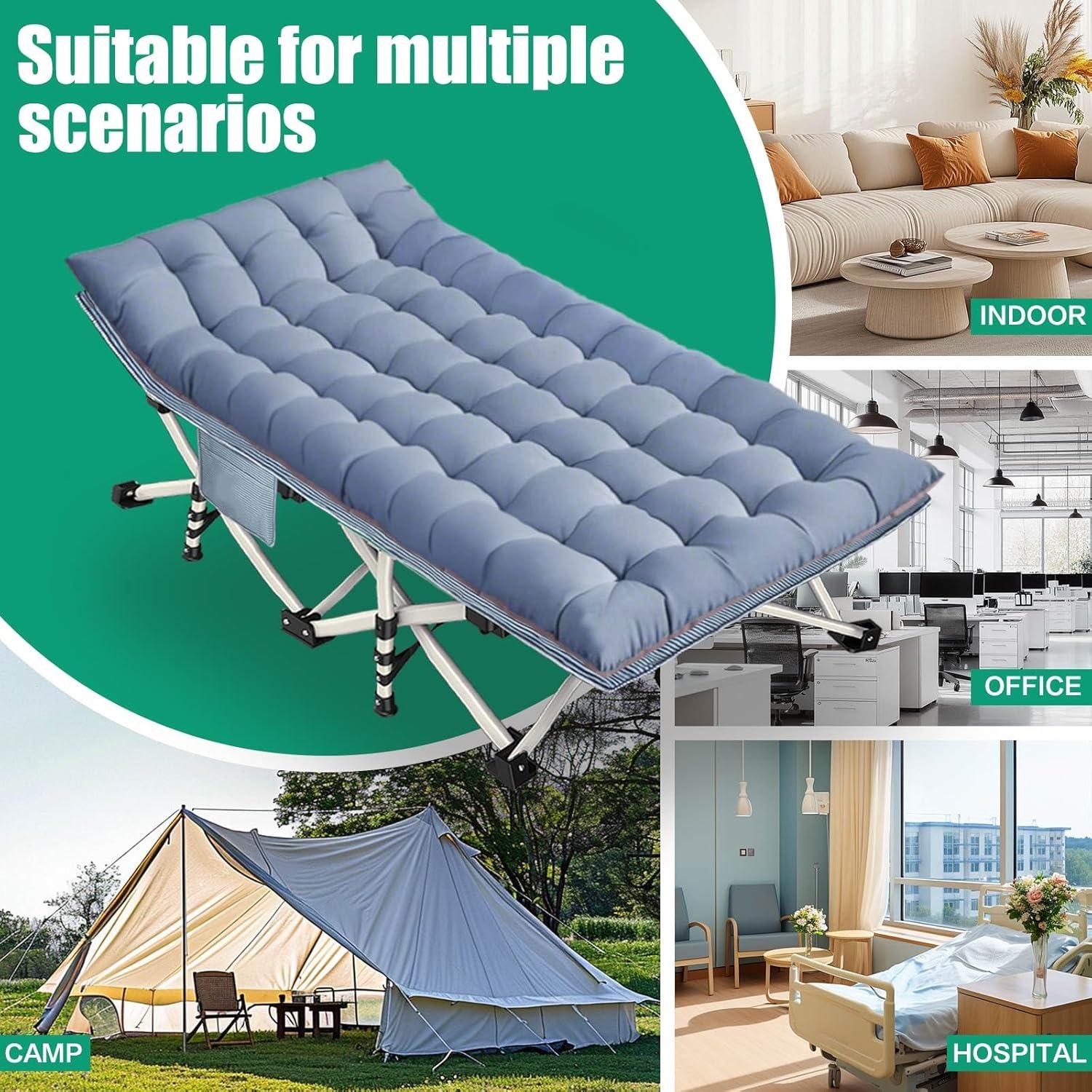 Cama de Camping Plegable GETOVIN XXL con Colchón Desmontable 200x81 cm