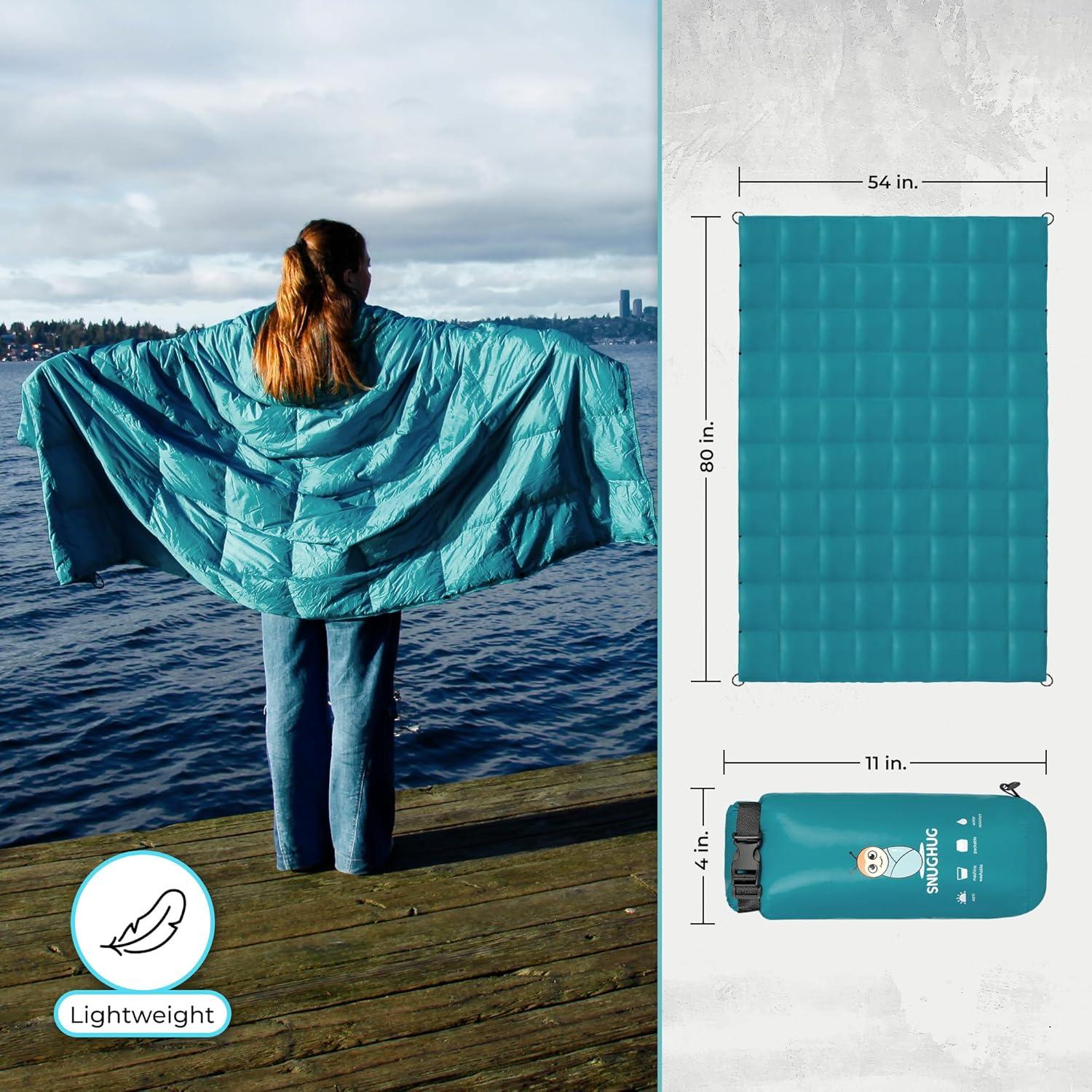 Manta Puffy SnugHug 203x137cm para Camping, Ligera y Compacta