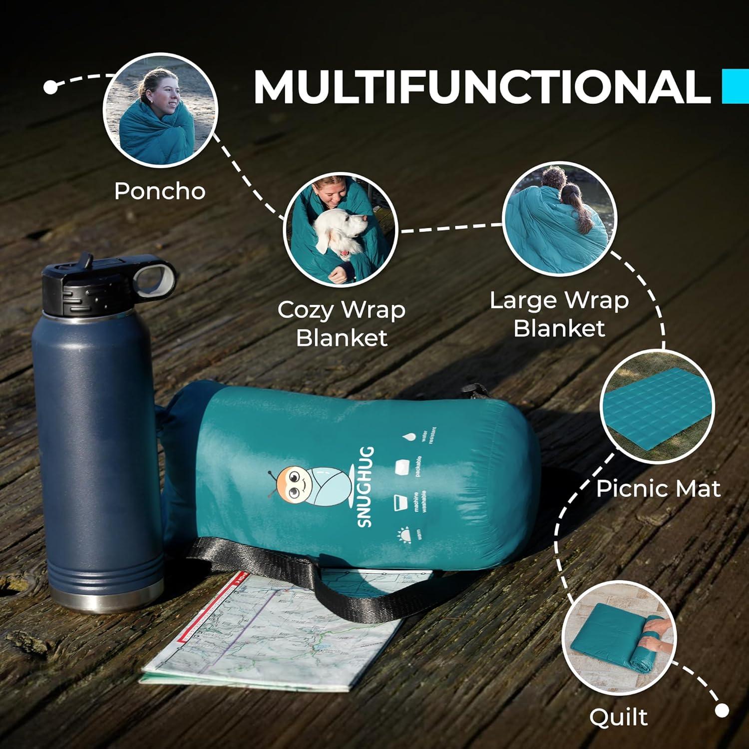 Manta Puffy SnugHug 203x137cm para Camping, Ligera y Compacta