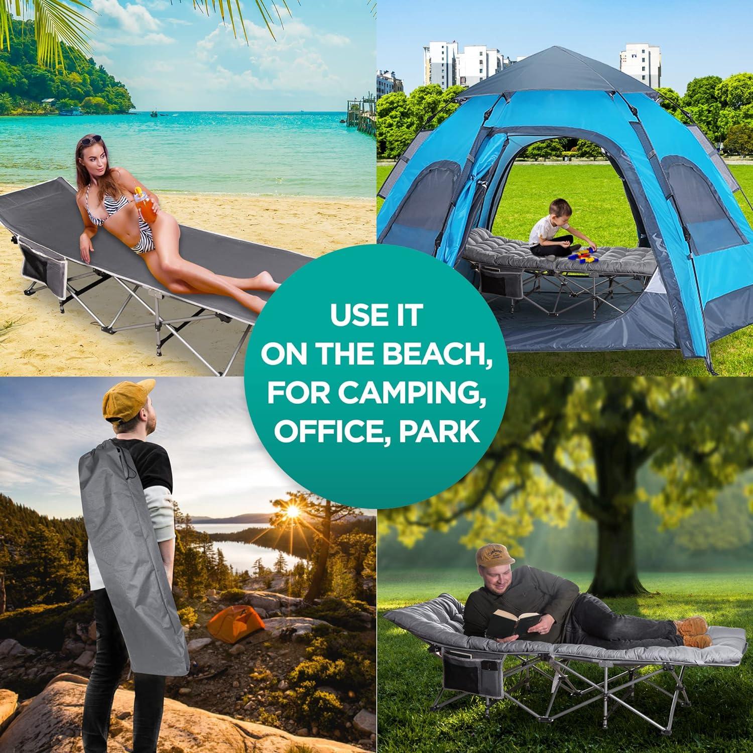 Cuna de Camping Plegable ZONETECH 2-Pack Gris Resistente