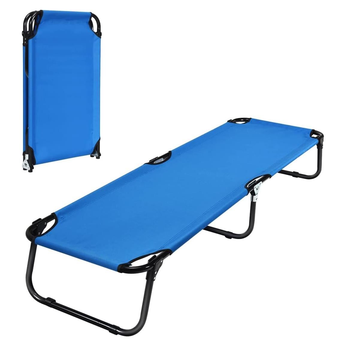 Cama de Camping Plegable Goplus Azul, Resistente 150 kg