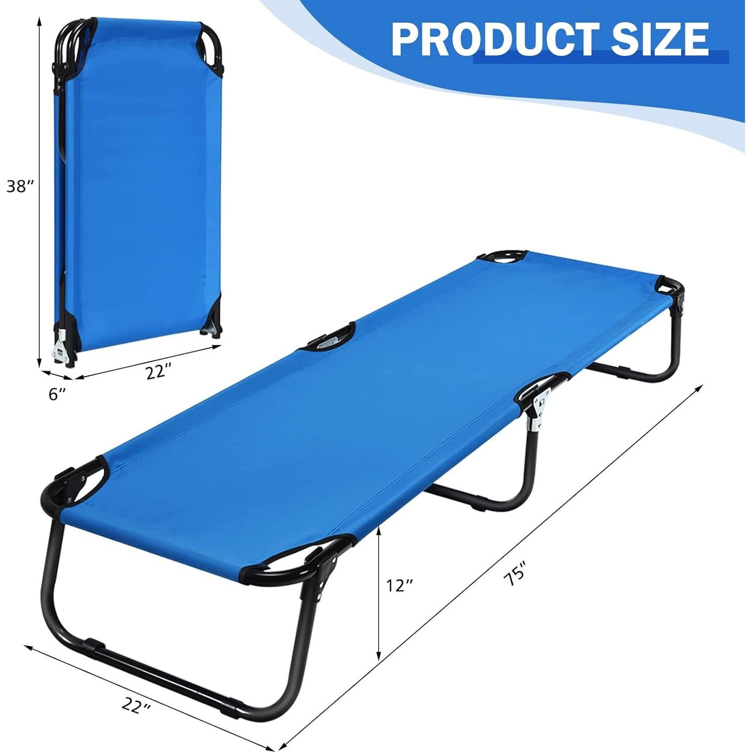 Cama de Camping Plegable Goplus Azul, Resistente 150 kg