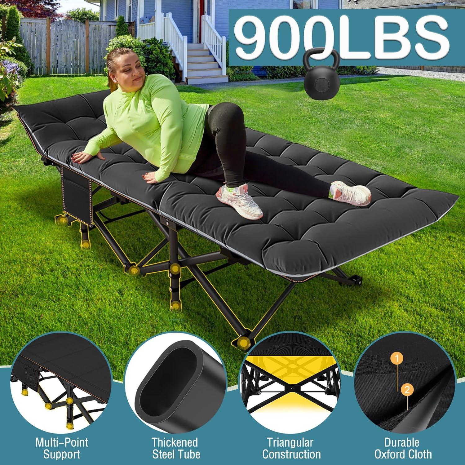 Cama Plegable XXL NAIZEA para Adultos, Alta Resistencia, Negro