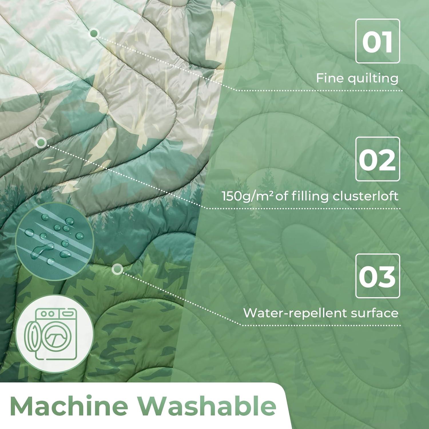 Manta de Camping Ligera KingCamp 200x145 cm Verde Impermeable