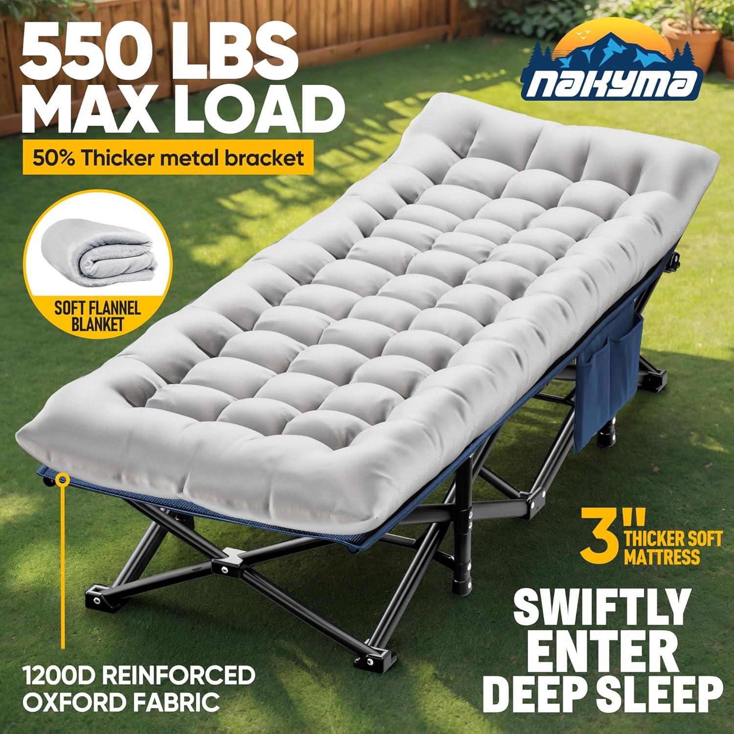 Cama Plegable Nakyma para Adultos con Colchón 10cm y Manta