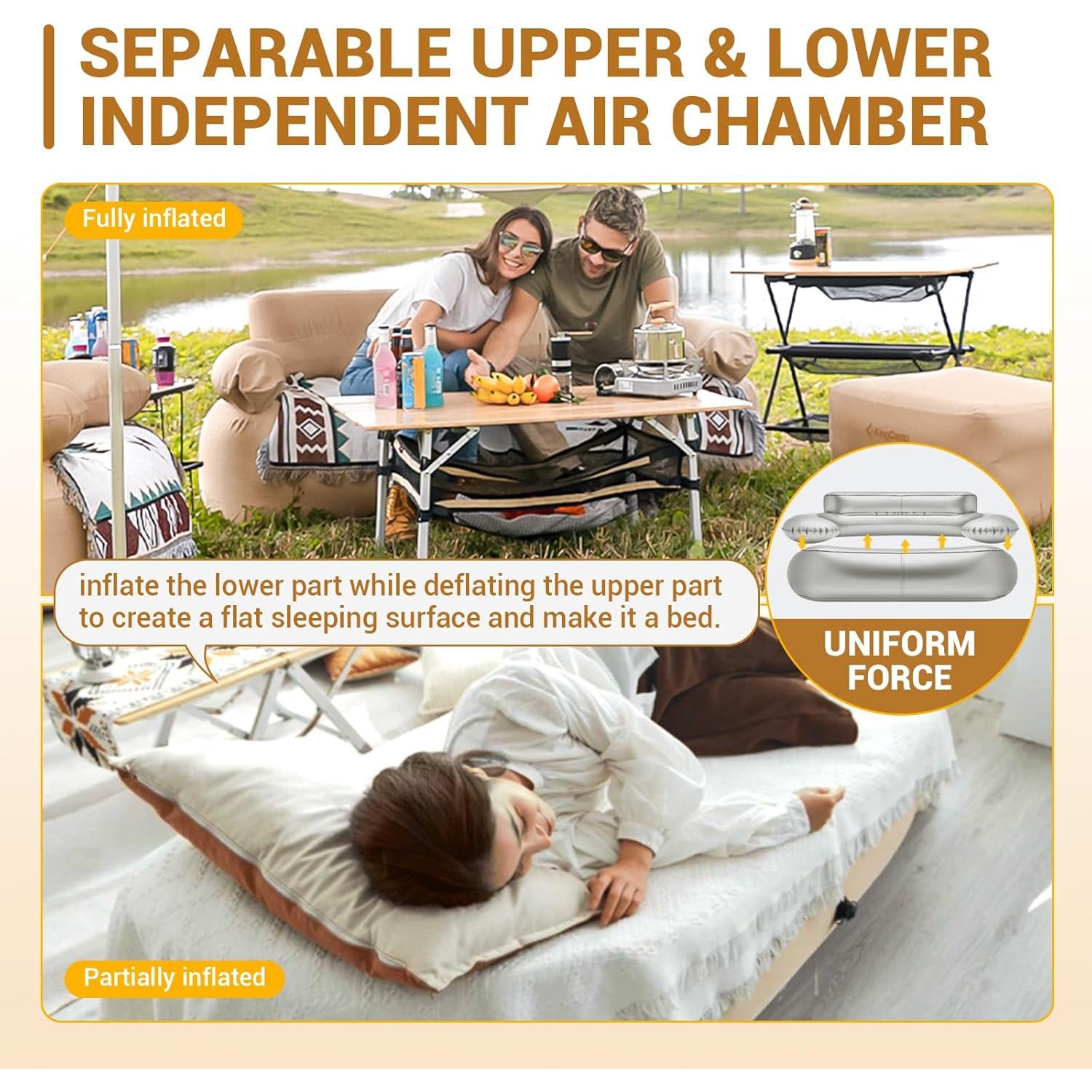 Sofá Inflable Doble KingCamp 174x85 cm PVC Ecológico