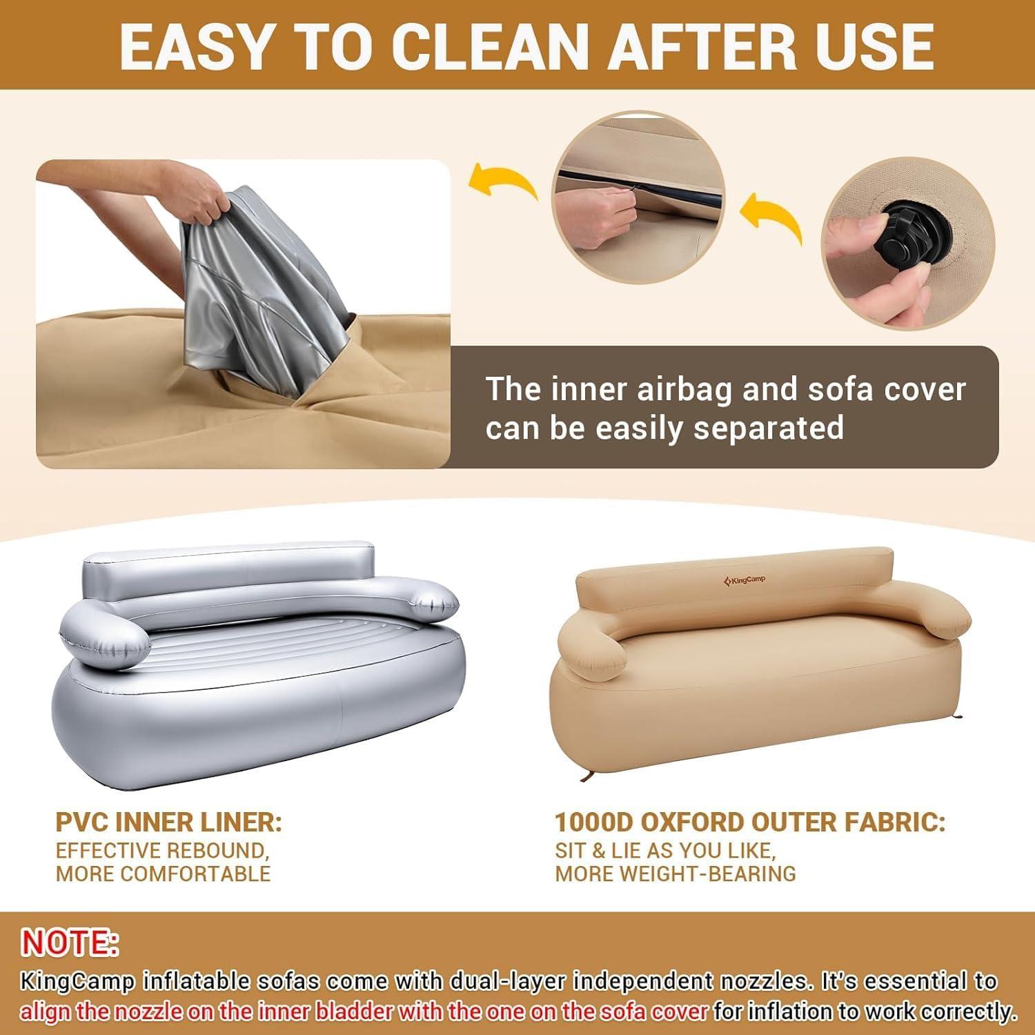 Sofá Inflable Doble KingCamp 174x85 cm PVC Ecológico